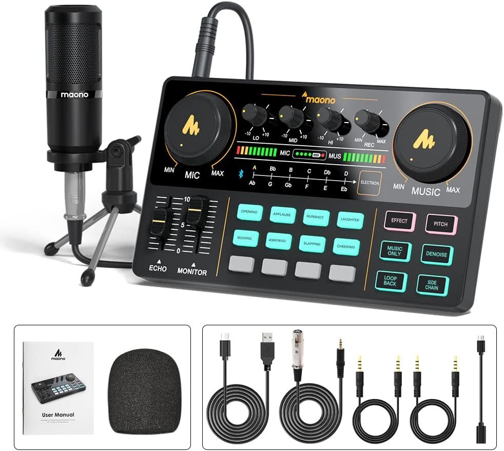 Maono Maonocaster Lite AM200-S1 All-In-On Microphone Mixer Kit Soundcard Audio Podcast