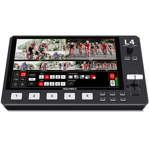 FeelWorld L4 HDMI Livestream Switcher with 10.1 Inch LCD Monitor